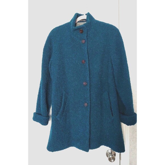 Bromley womens Boiled  Wool Coat  teal size 4 knee length - Picture 1 of 12